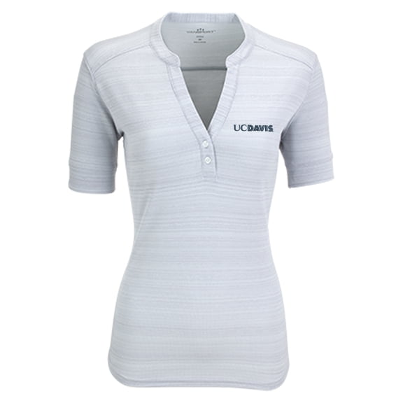 Women's Silver UC Davis Aggies Strata Textured Henley Shirt