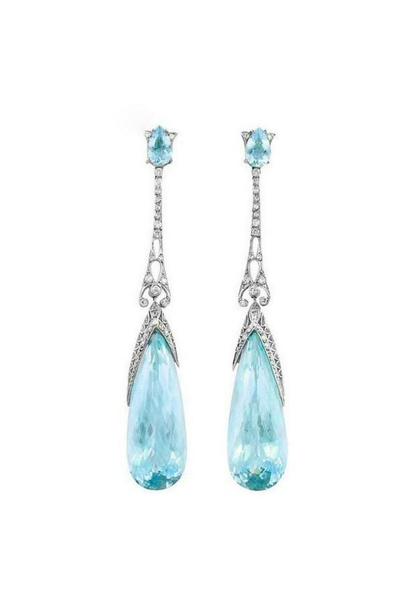 Women's Simple Atmosphere All-match Sky Blue Crystal Drop Earrings