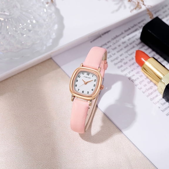 Women's Simple Digital Quartz Watch Student Leather Strap Watch