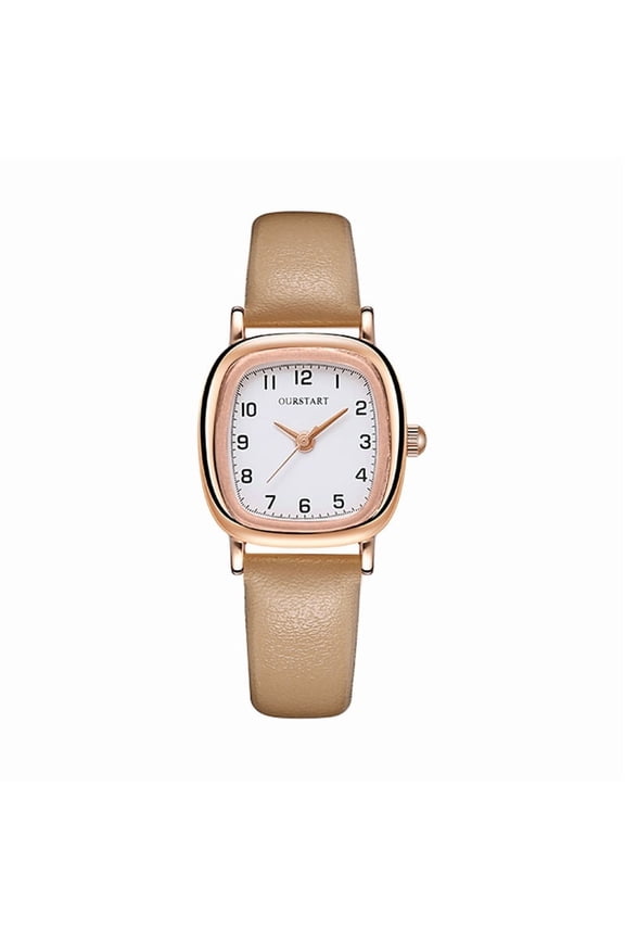 Women's Simple Digital Quartz Watch Student Leather Strap Watch