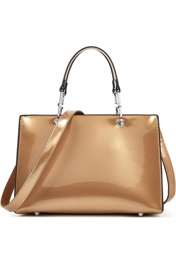 Women's Simple Handbag Purse PU Patent Leather Glossy Satchel Crossbody Stylish Solid Color Top Handle Shoulder Bag