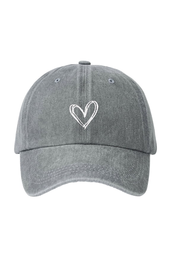 Women's Simple Heart Embroidery Design Baseball Cap Trendy Versatile Casual Hat Outdoor Sun Protection Hat Structured Shape Easy to Store Grey One Size