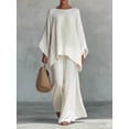 thumbnail image 1 of Women's Simple Loose Linen Blend Shirt and Wide-Leg Pants Set, 1 of 5