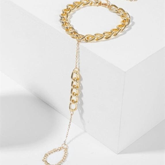 Women's Simple Metal Chain Niche Hollow Geometric Jewelry Finger Chain Bracelets