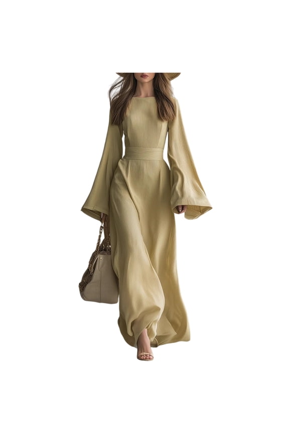 Women's Simple Solid Color Dress, Minimalist Casual Dress for Daily Wear, Easy to Layer, Lightweight and Comfortable for All Day,Khaki S