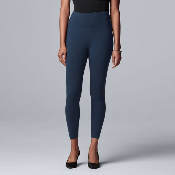 Women's Simply Vera Vera Wang Live-In Shaping High Rise Leggings Color: Navy Size: X LARGE