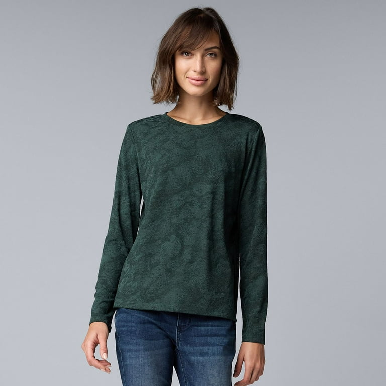 Women's Simply Vera Vera Wang Long Sleeve Crew Neck Tee