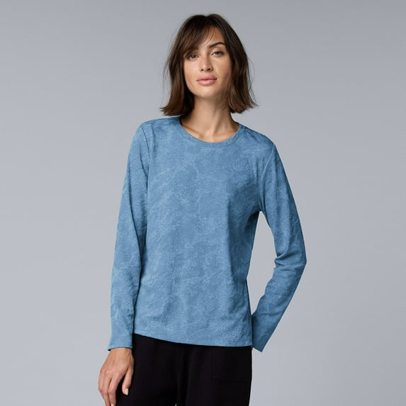 Women's Simply Vera Vera Wang Long Sleeve Crew Neck Tee Color: Quiet Storm Heather Size: SMALL