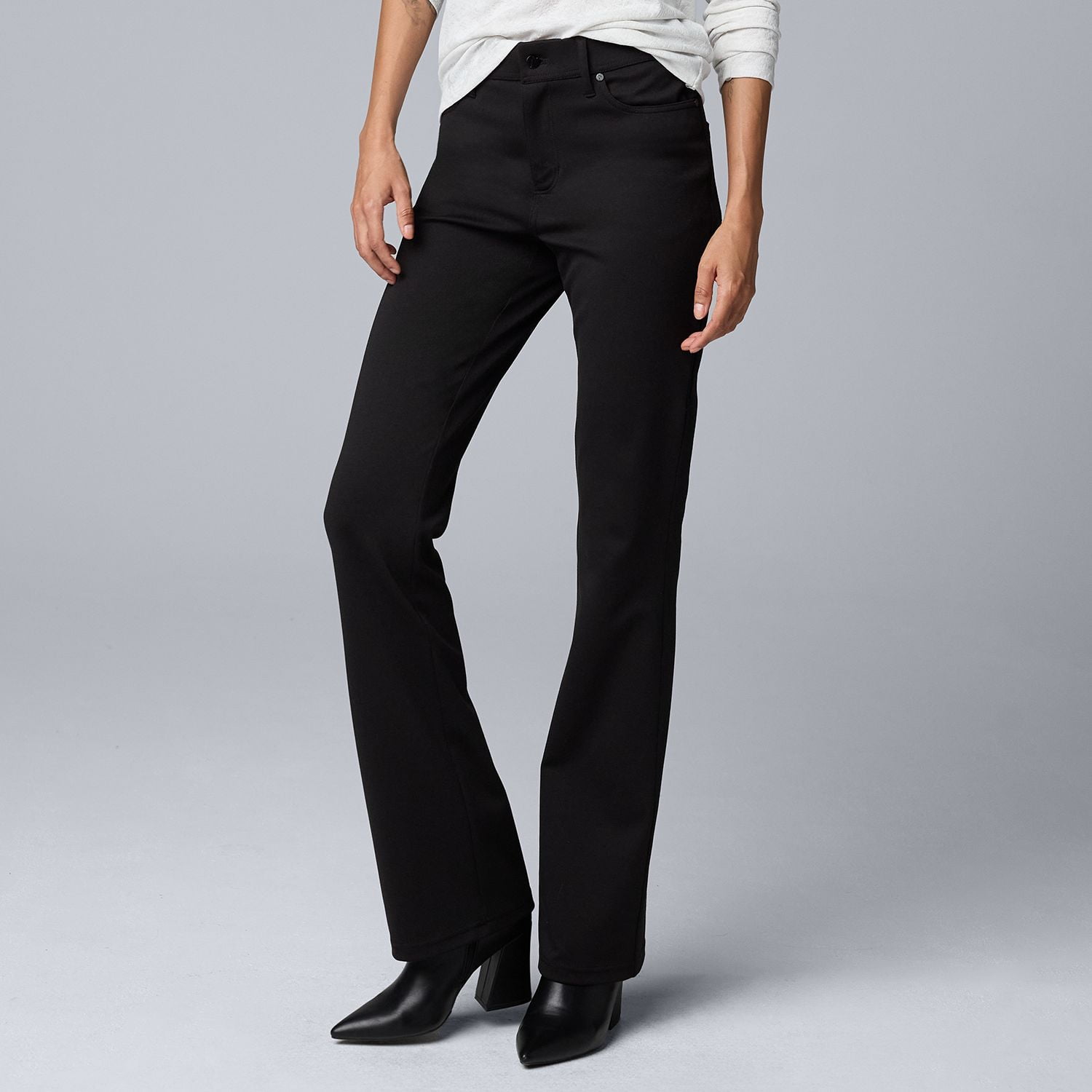 Women's Simply Vera Vera Wang Mid-Rise Pintuck Ponte Pants Color: Black  Size: XX LARGE - Walmart.com