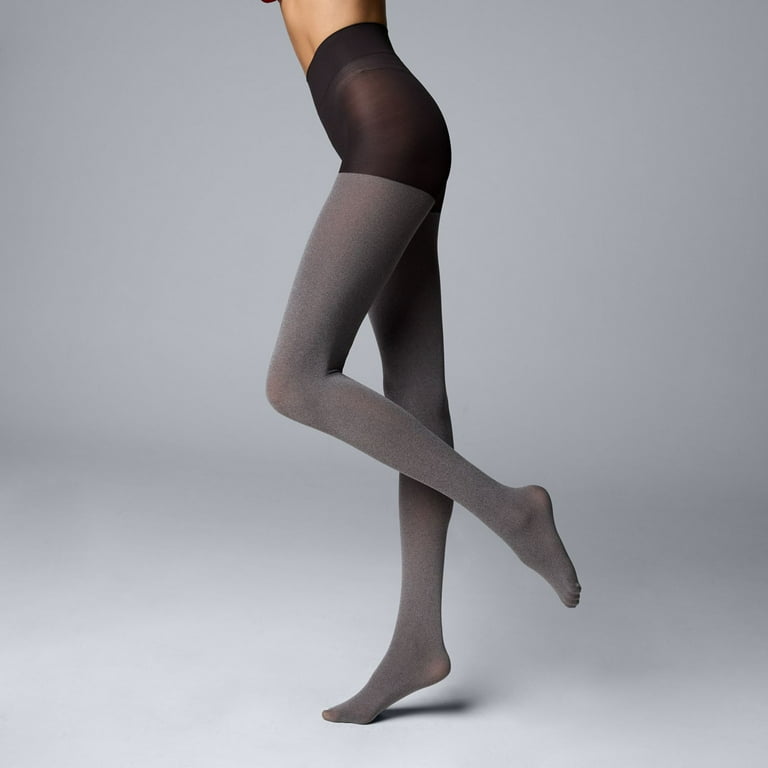 Women s Simply Vera Vera Wang Opaque 90D Control Top Tights Color Heather Gray Size 4 Walmart