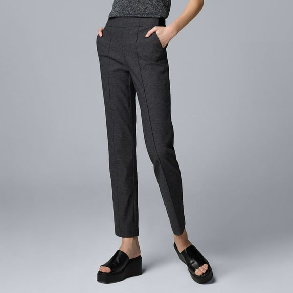 Women's Simply Vera Vera Wang Pintuck Slim Straight Pants Color: Charcoal Texture Size: LARGE