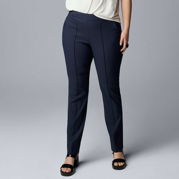 Women's Simply Vera Vera Wang Pintuck Slim Straight Pants Color: Maritime Blue Size: X SMALL