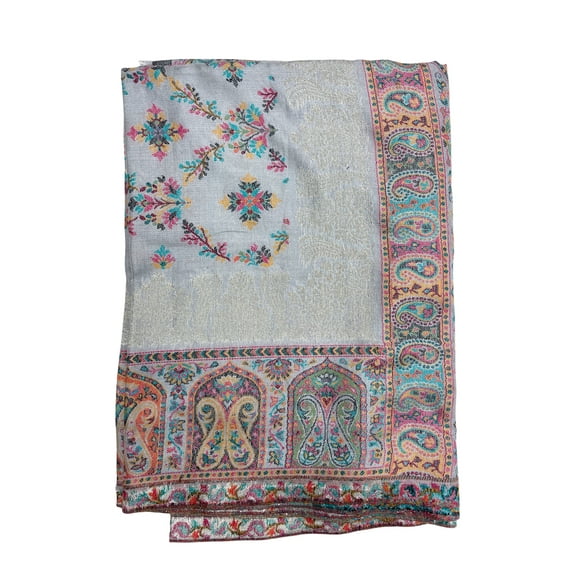 Women's Simply White and Blue Modal scarves with Elegant Floral Prints Summer Spring Accessory for Outdoor Events Casual Events