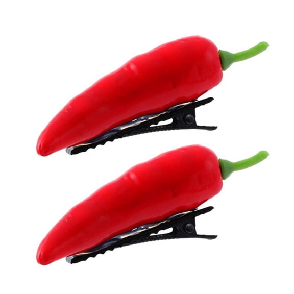 Women's Simulated Chili Hairpin Side Chopped Bangs Clip Vegetable Headpiece H3