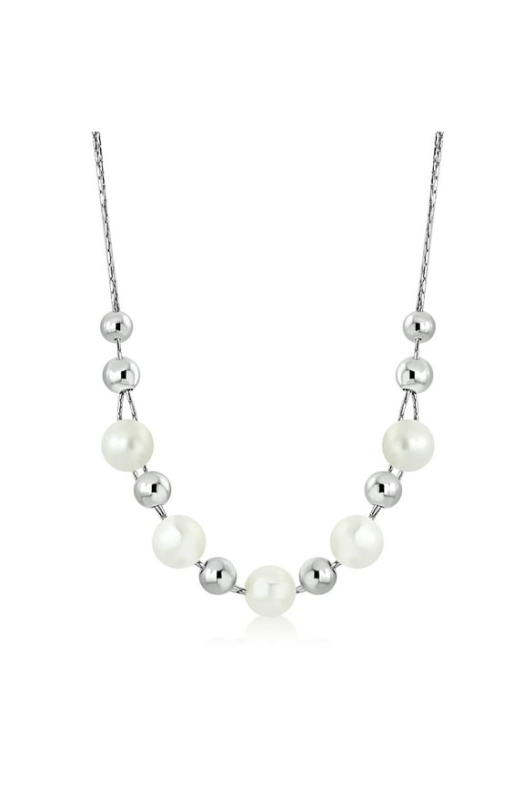 Women's Simulated Pearl 925 Sterling Silver Necklace