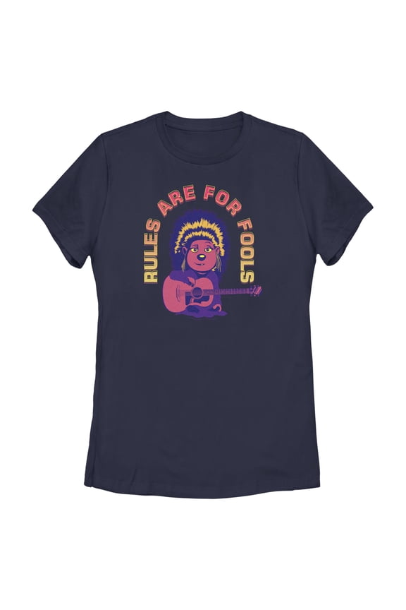 Women's Sing 2 Ash Rules Are for Fools  Graphic Tee Navy Blue Medium