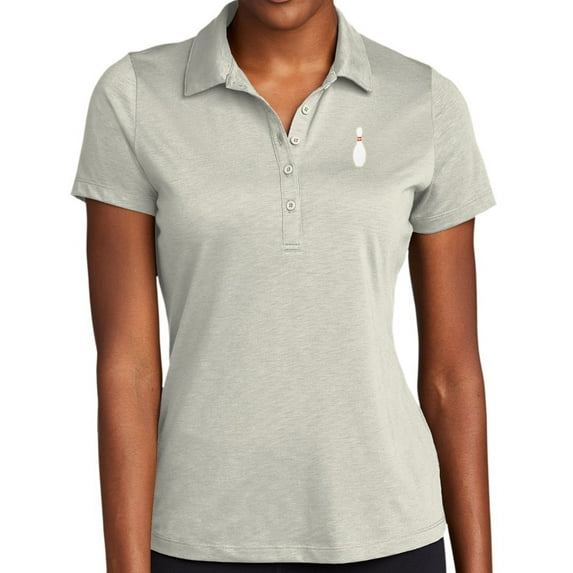 Women's Single Bowling Pin Moisture-Wicking Performance Polo Shirt, 3XL Silver