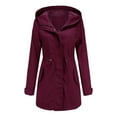 thumbnail image 1 of Women's Single-Breasted Coat,Lined Rain Jackets for Women Plus Size Waterproof Long Rain Coats Zip Up with Hood Lightweight Raincoat with Pockets,Chaqueta Mujer, 1 of 6