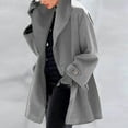 thumbnail image 1 of Women's Single Breasted Hooded Jacket Casual Trench Coat Fall Pea Coats Winter Overcoat Jacket Gray 4XL, 1 of 9