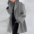thumbnail image 1 of Women's Single Breasted Hooded Jacket Casual Trench Coat Fall Pea Coats Winter Overcoat Jacket Gray L, 1 of 9
