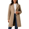 thumbnail image 1 of Women's Single Breasted Peacoat Fashion Winter Notched Lapel Button Down Outerwear Overcoat L Brown, 1 of 6