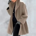 thumbnail image 1 of Women's Single Breasted Wool Blend Pea Coats Spring Fall Hooded Trench Coat for Women Casual Lightweight Overcoat Camel L, 1 of 7