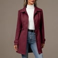 thumbnail image 1 of Women's Single Breasted Wool Blend Trench Coat, Mid-Length Notch Lapel Overcoat, Slim Fit Dress Coat, Classic Fall Winter Jacket, Business Casual Outerwear, Elegant Long Coat Wine, 1 of 10