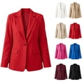 thumbnail image 1 of Women's Single Button Blazer Notched Lapel Long Sleeve Suit Jacket Solid Color formal office Business Casual Suit Coat for Ladies White, 1 of 7