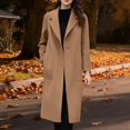 thumbnail image 1 of Women's Single Button Wool Blend Overcoat, Classic Knee Length Trench Coat, One Button Winter Coat, Warm Windproof Overcoat, Casual Formal Coat, Elegant Outerwear Jacket Khaki, 1 of 8