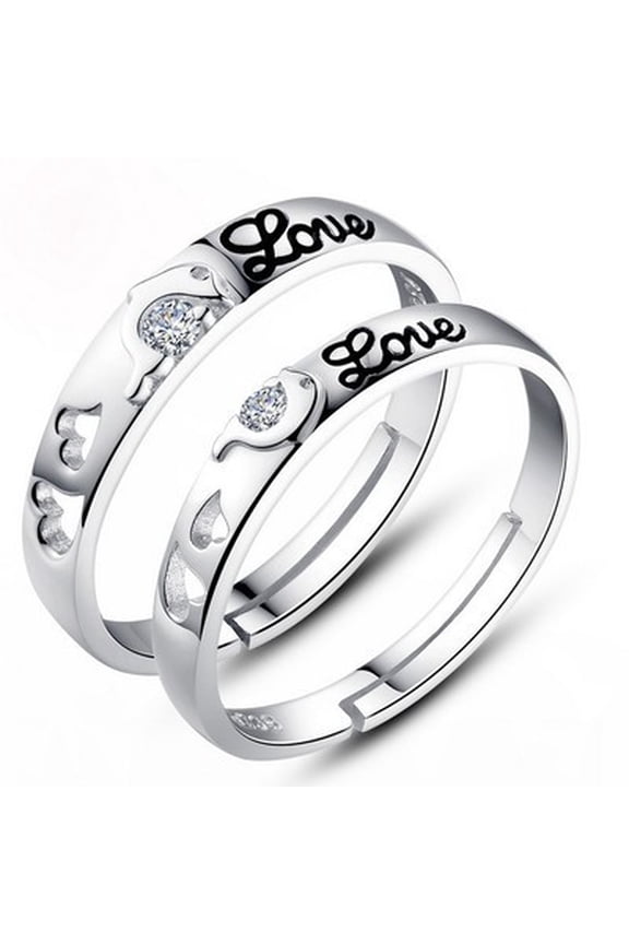 Women's Single Open Couple's Ring Korean Zircon Wedding Bands Live