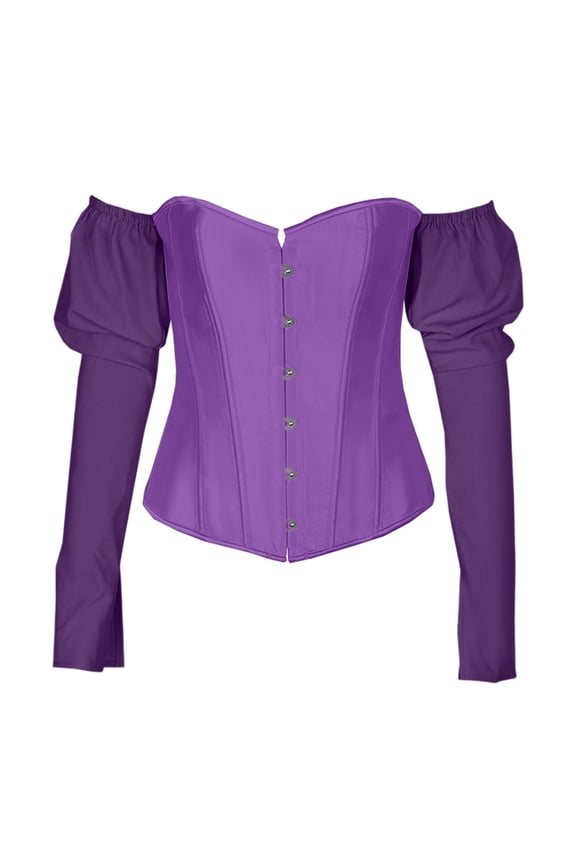 Women's Six Hook Bodice Shaping Top - Shoulder Strap Waistline Long Sleeve Lace Bustier for Party