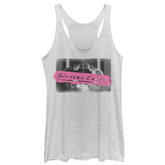 Women's Sixteen Candles Make a Wish Racerback Tank Top White Heather Small