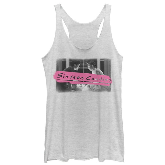 Women's Sixteen Candles Make a Wish  Racerback Tank Top White Heather X Large