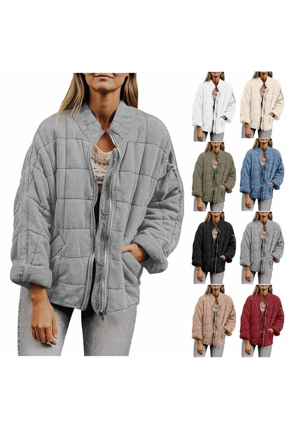 Women's Size Gilet Solid Coat Parkas Blouses Long Sleeve Zipper Jacket Outerwear Loose Fit Warm Winter Fashion Holiday Gift | CSEONE,Army Green L