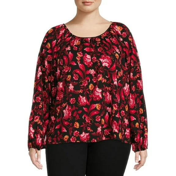 Women’s Size Peasant Top - Olivia Floral (2X, Olivia Floral)