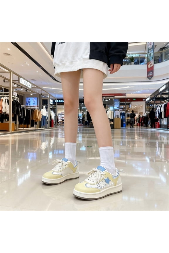 Women's Skate Shoes Ins Trendy Versatile Unique Chunky Sneakers 2025 Spring Fall Korean Style Platform White Fashion
