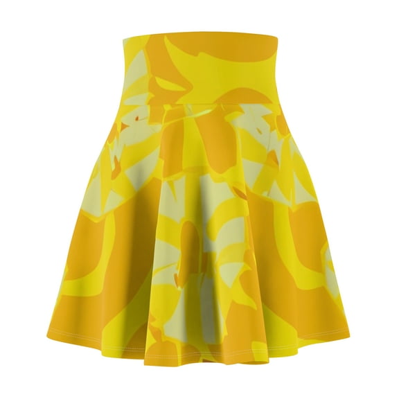 Women's Skater yellow Floral Skirt (AOP)