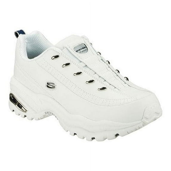 Women's Skechers Premium Premix White Leather/Navy Trim (WNV)1 8 EW