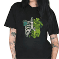 thumbnail image 1 of Women's Skeleton Graphic Cotton T Shirt Casual Comfortable Short Sleeve Round Neck Top Black S-5XL, 1 of 5