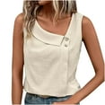 thumbnail image 1 of Women's Skew Neck Dressy Tank Button Front Casual Sleeveless Tops Loose Office Blouse Summer Shirts, 1 of 3