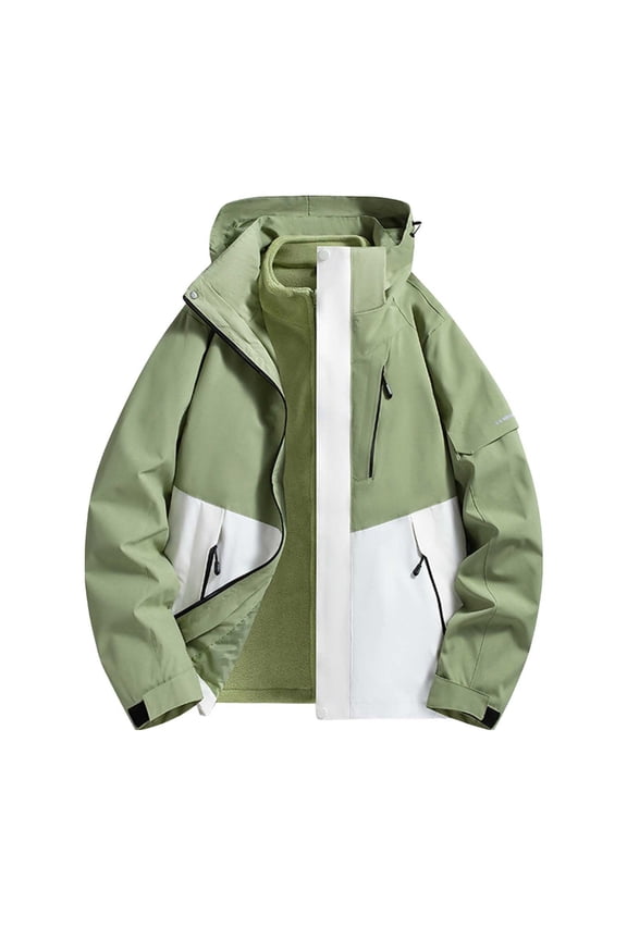 Women's Ski Jacket Full Zipper Waterproof Fleece Inner Detachable Hood Winter Coat Snow Hiking Outdoor Windproof Warm Windbreaker