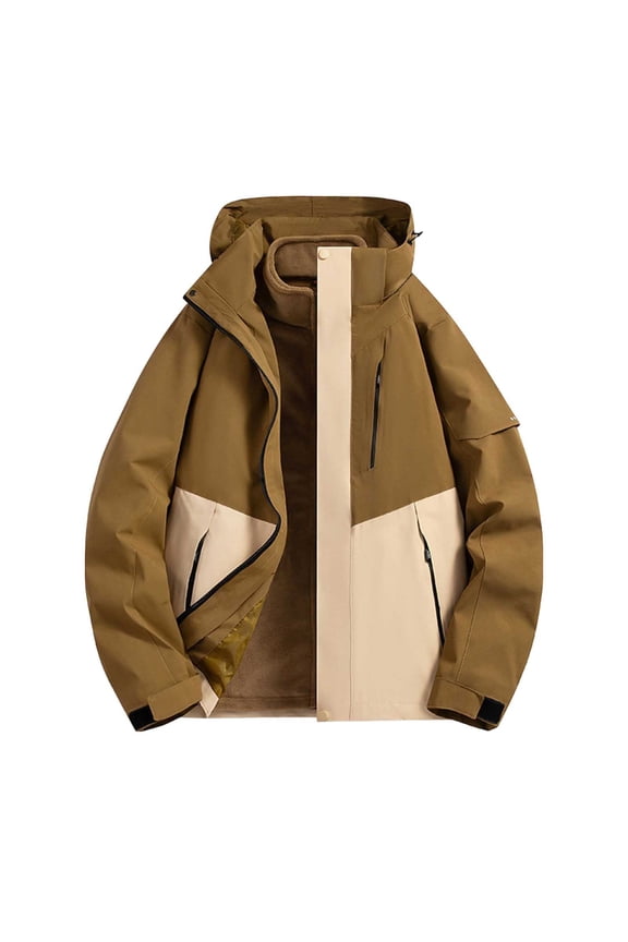 Women's Ski Jacket Full Zipper Waterproof Fleece Inner Detachable Hood Winter Coat Snow Hiking Outdoor Windproof Warm Windbreaker