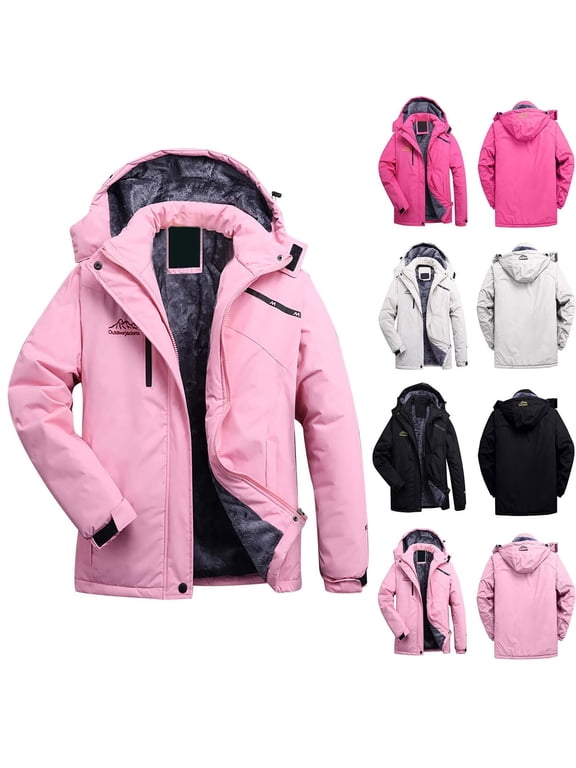 Women's Ski Jacket Warm Winter Coat Waterproof Rain Jacket Windproof Full Zip Hooded Raincoat Fleece Lining Snowboarding Jacket Windbreaker Insulated Warm Snow Coat
