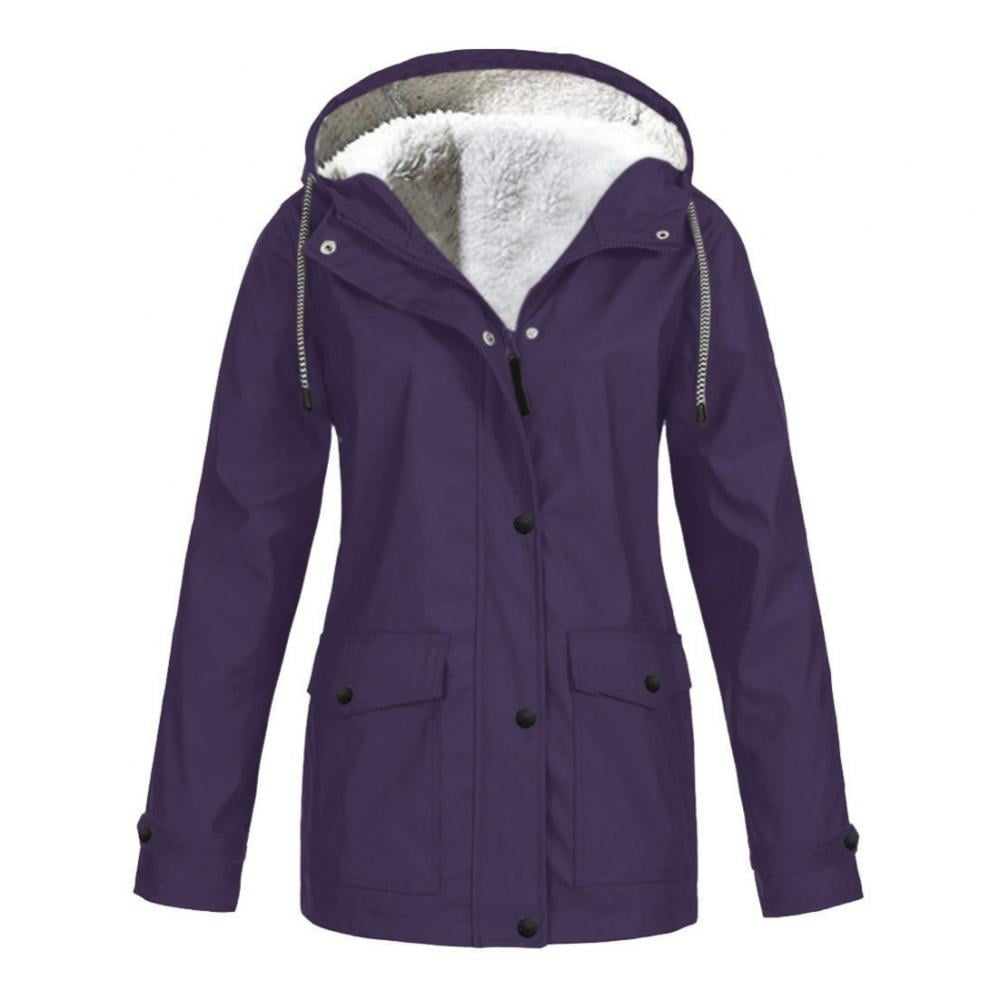 【お買い得!】 Women's Plus Velvet Windbreaker Jacket, Waterproof Warm Clothing
