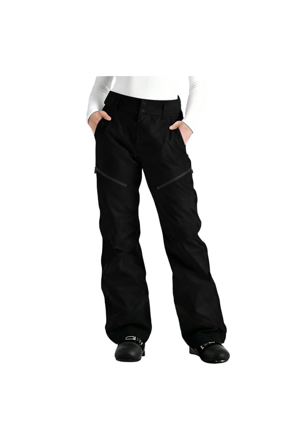 Women's Ski Pants Waterproof Windproof Winter Warm Thick Insulated Wide Leg Trousers Snow Travel Essentials (S, Black)