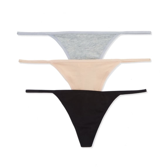 Women's Skin OCL68PK Gisella G-String Panty - 3 Pack (Black/HrGrey/Macadamia M)