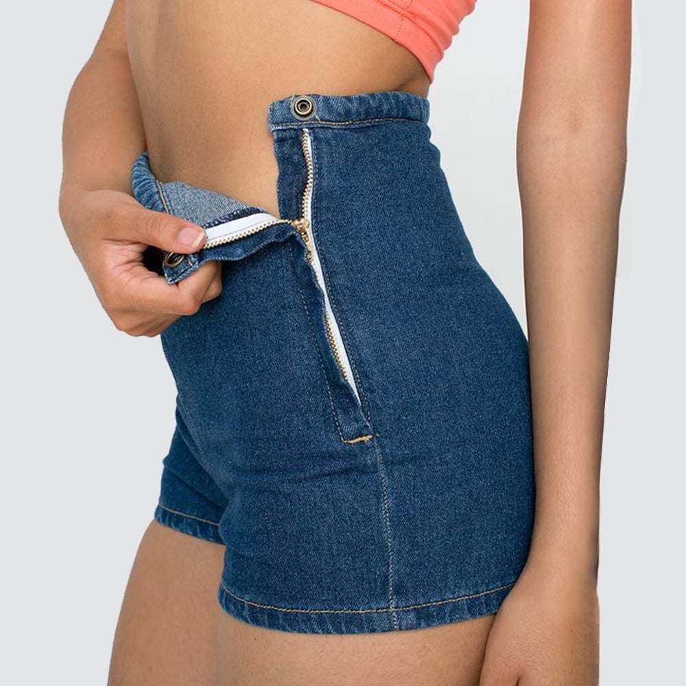 High Rise Stretch Denim Shorts