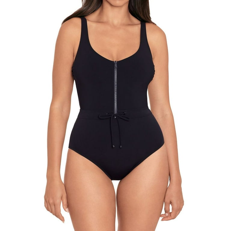 Women's Skinny Dippers 6540321 Jippa Zip Lock One Piece Swimsuit (Black XL)