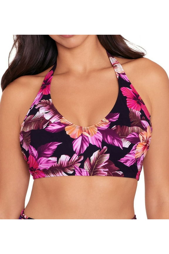 Women's Skinny Dippers 6540355 Mowie Peppermint Plunge Halter Swim Top (Black S)