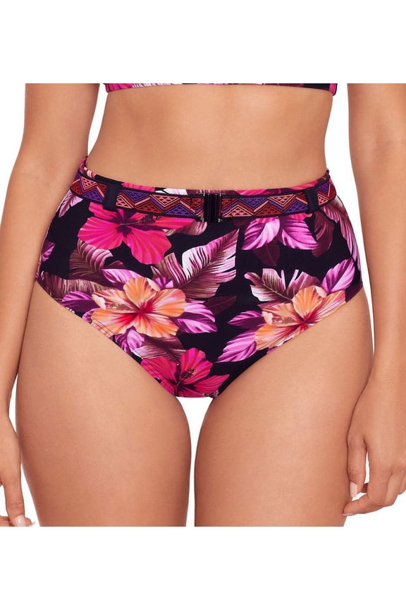Women's Skinny Dippers 6540356 Mowie Cherry Dip Belted Swim Bottom (Black L)